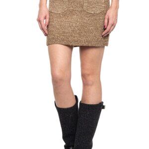 Cozy Chic: Free People Chestnut Combo Knit Mini Skirt with Front Pockets New